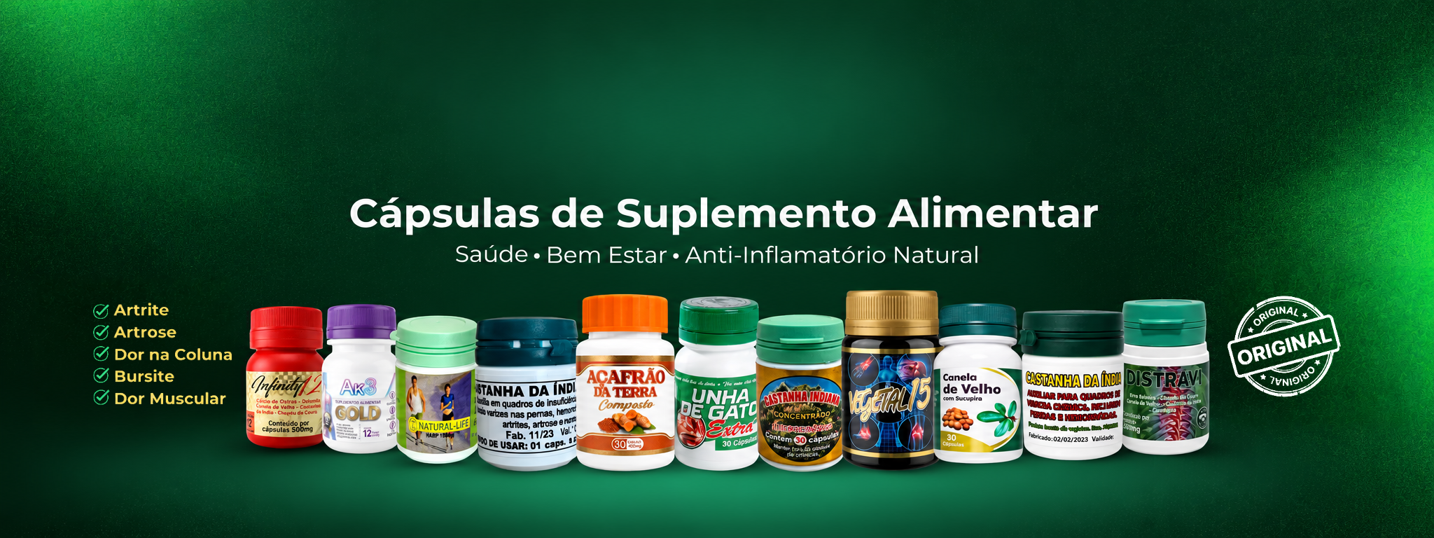 Cápsulas de suplemento alimentar: saúde e bem-estar. Confira os produtos da loja Natural Vida Online.